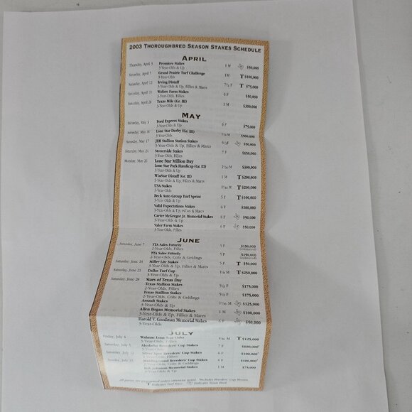 2003 Lone Star Park Racing Seasons Schedule Collectors Brochure - Picture 3 of 4